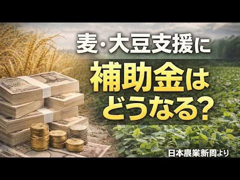 画像 【日本農業新聞】新たな麦・大豆支援を巡る農政の行方｜生産性向上に予算は必要か？今後を解説