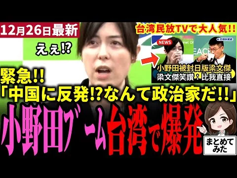 画像 【高市総理最新】小野田紀美、台湾に見つかり人気大爆発！中国の経済威圧を跳ね返し横田記者を返り討ちにする会見動画がバズる！台湾の政治家・梁文傑氏とそっくりだと話題に！対中姿勢が高評価【勝手に論評】